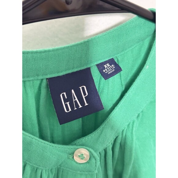 GAP Women’s Green Gauze Button Front Belted Maxi Dress XS Petite 100% Cotton - Picture 2 of 6